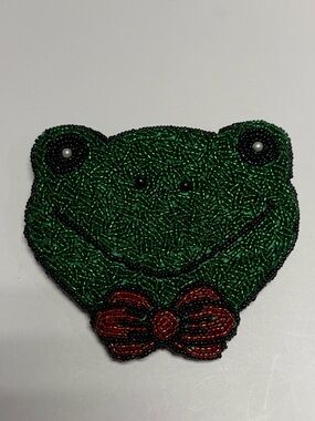 Lee Sands Beaded Frog Coin Purse NWOT Green Frog Change Purse Novelty Zip Pouch